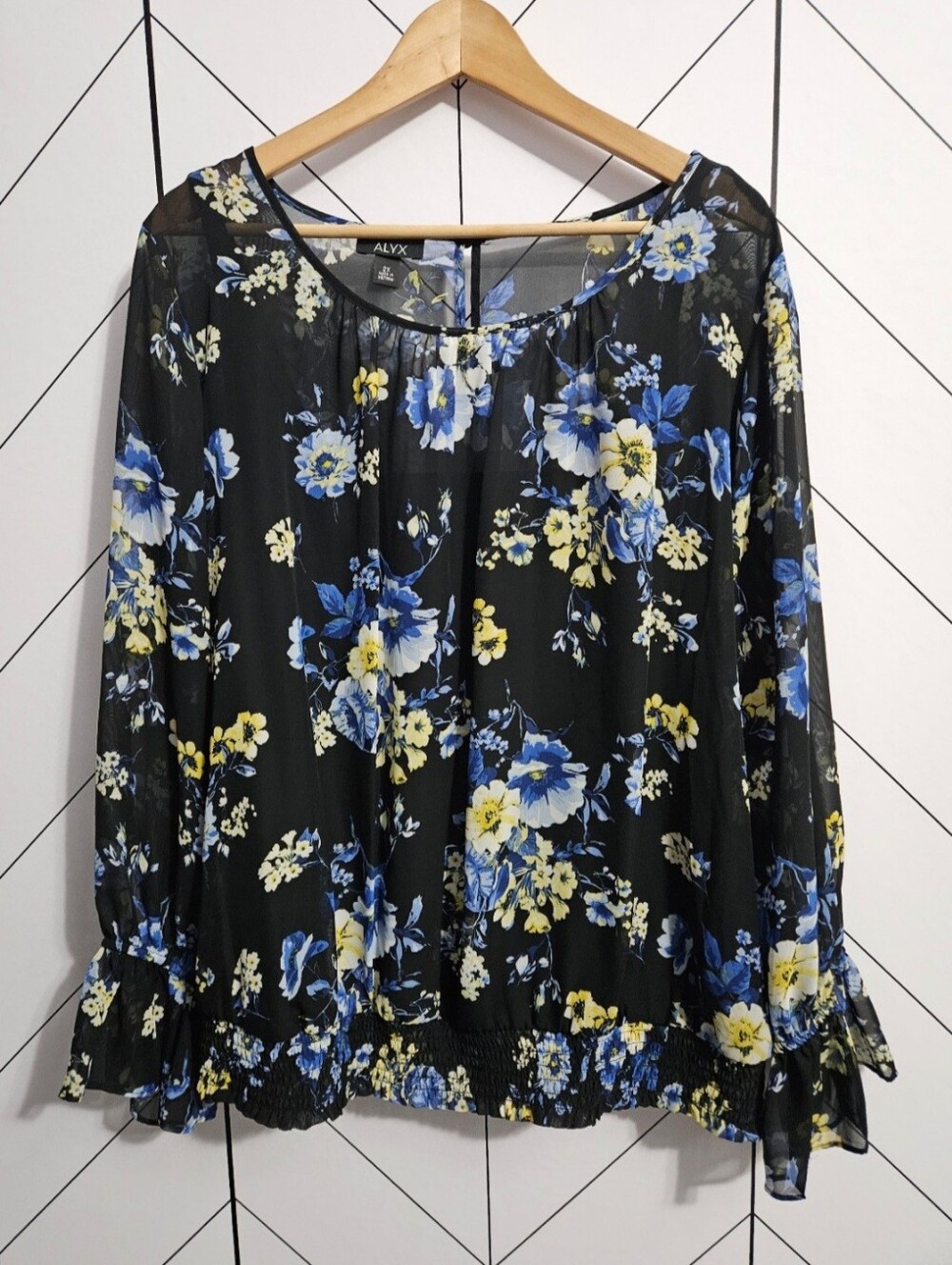 NWOT Alyx Floral Blouse with Poet Sleeves, Plus 2X